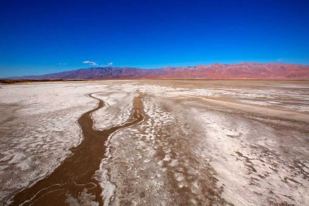 Death Valley National Park California Badwater Salt Soil Desert. - California View