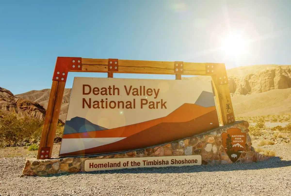 Death Valley National Park Entrance Sign. Homeland of the Timbisha Shoshone. Death Valley California United States. National Park Service. - California Places, Travel, and News.