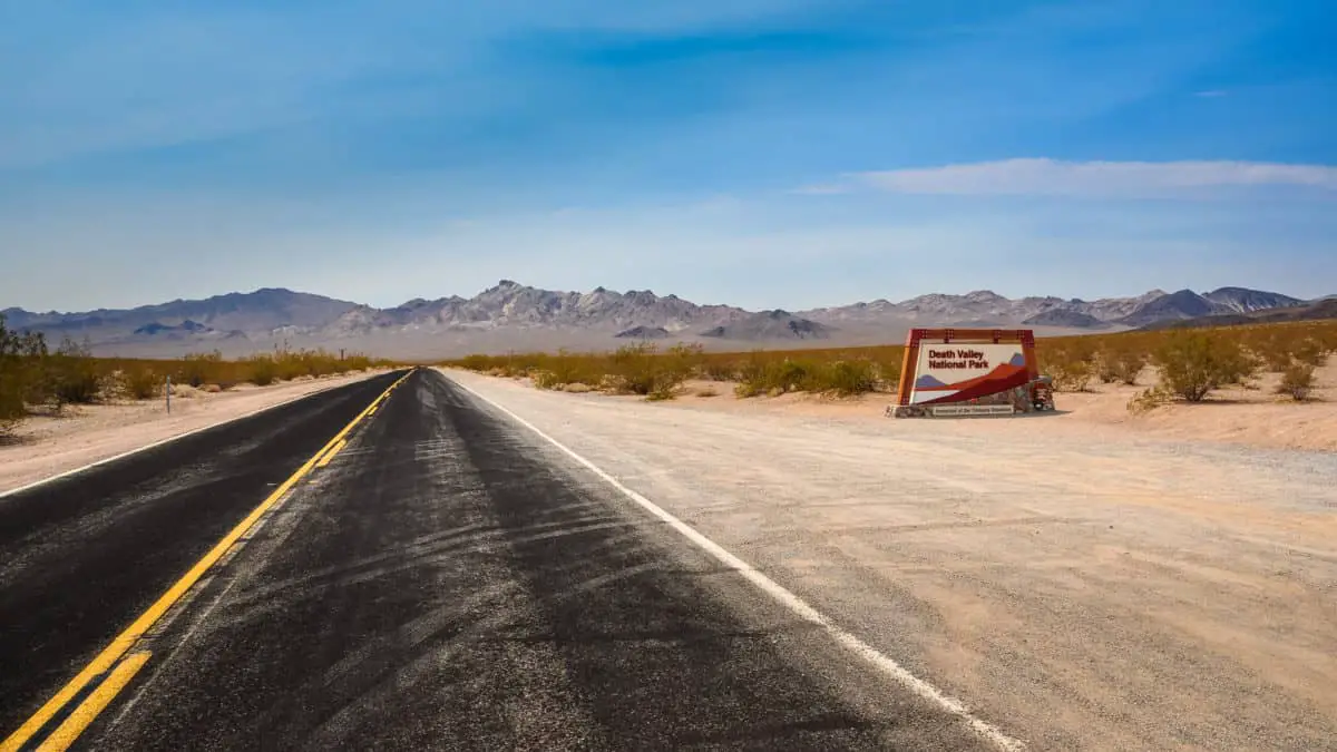 Death valley national park highway entrance California USA. - California Places, Travel, and News.