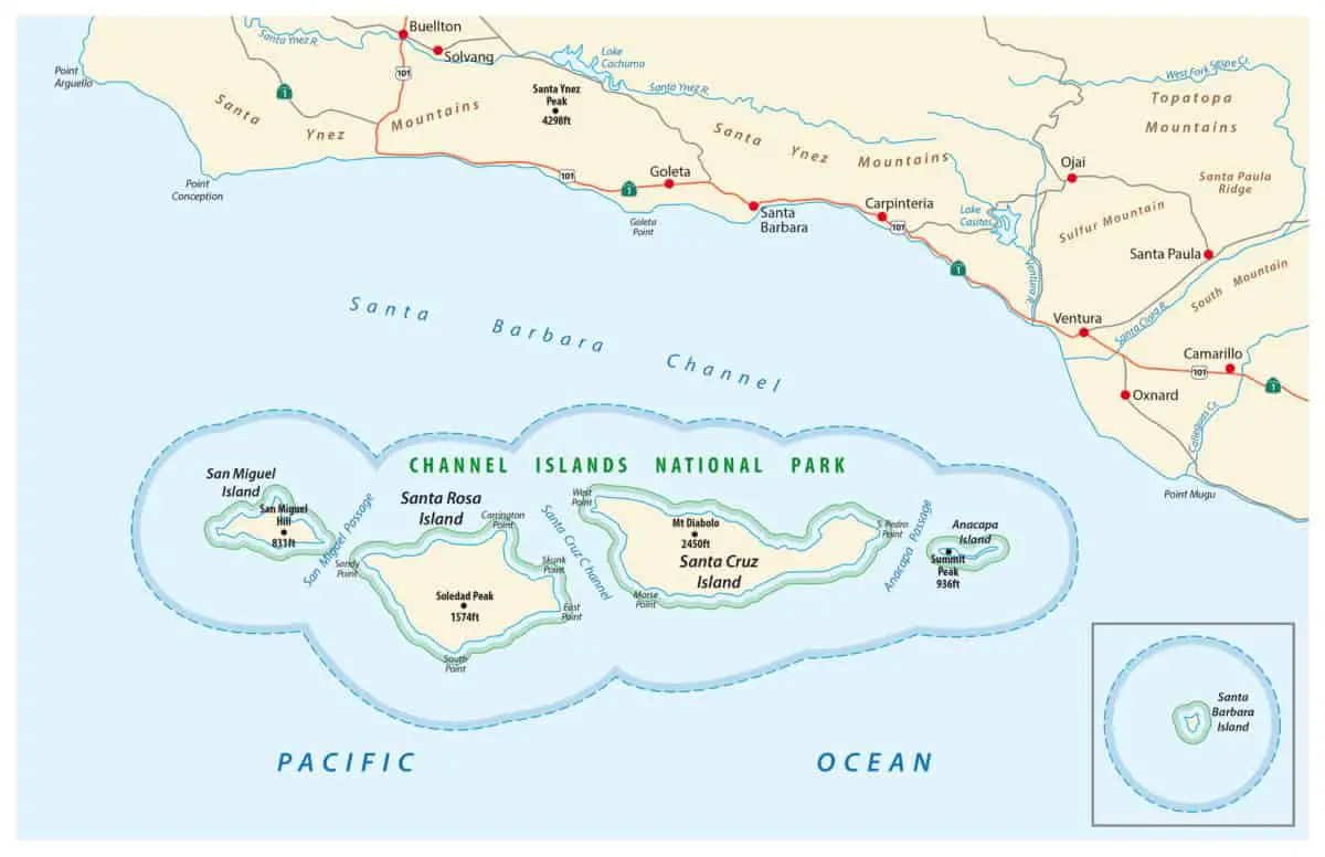 Map of the Channel Islands National Park. - California Places, Travel, and News.