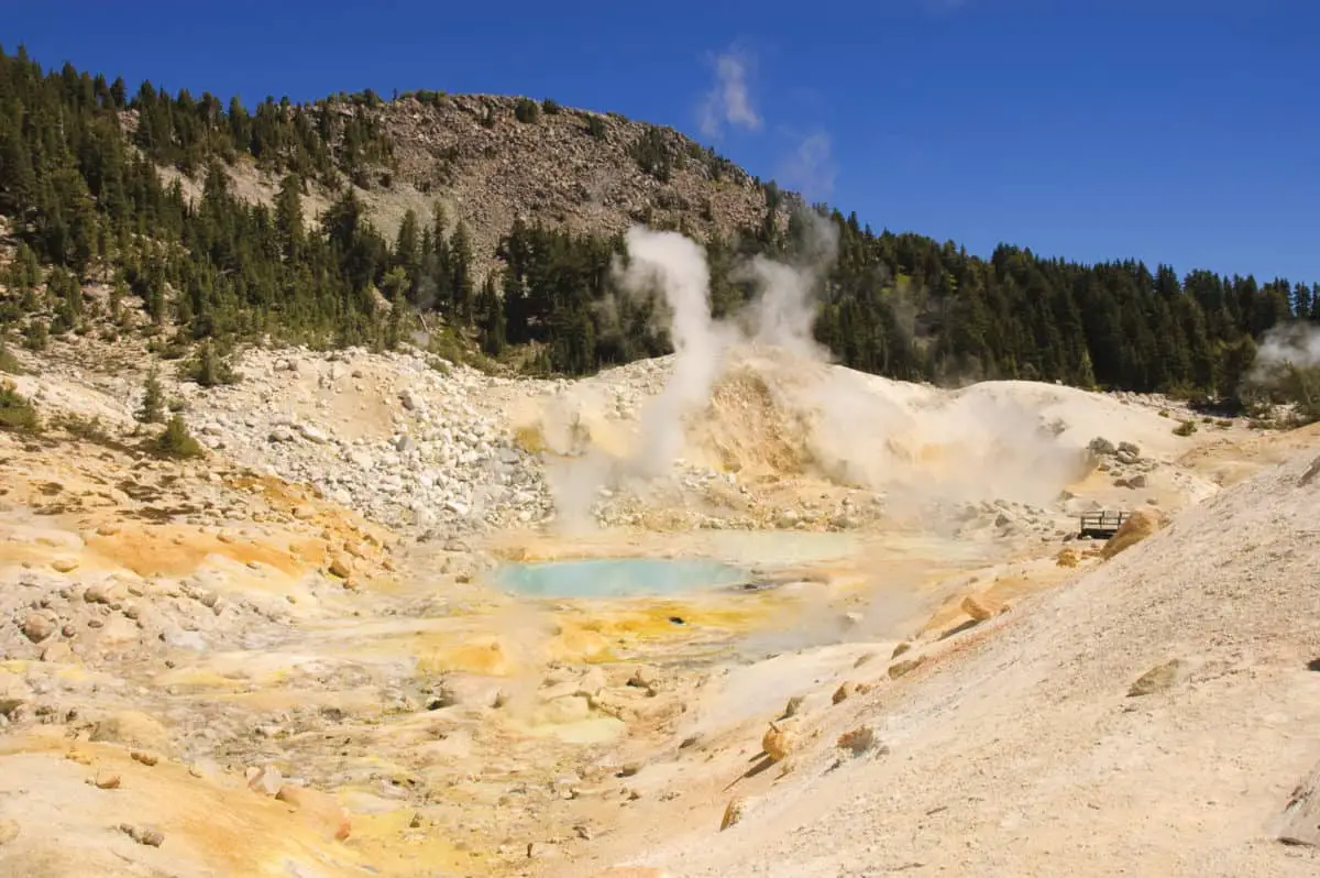 Mount Lassen hot sulpher springs and mud baths venting sulpher laden steam. - California Places, Travel, and News.