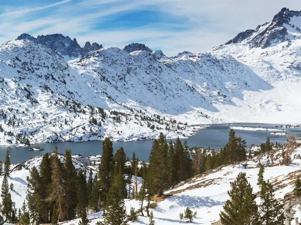 Sierra Nevada Placer County covered in snow