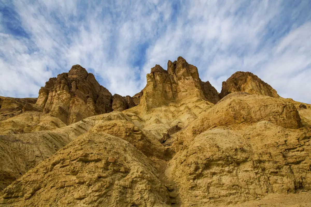 Sky and cliffs at Golden Canyon in Death Valley California USA. - California Places, Travel, and News.