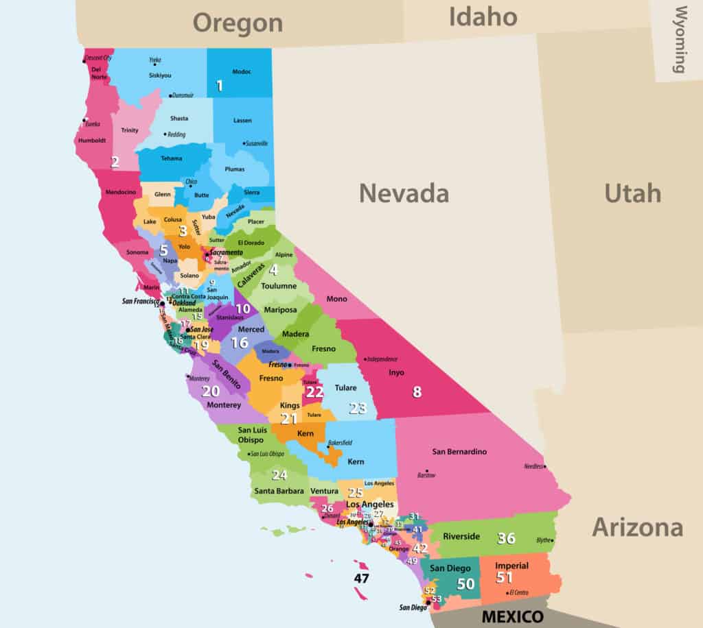 California Counties Map Color Coded