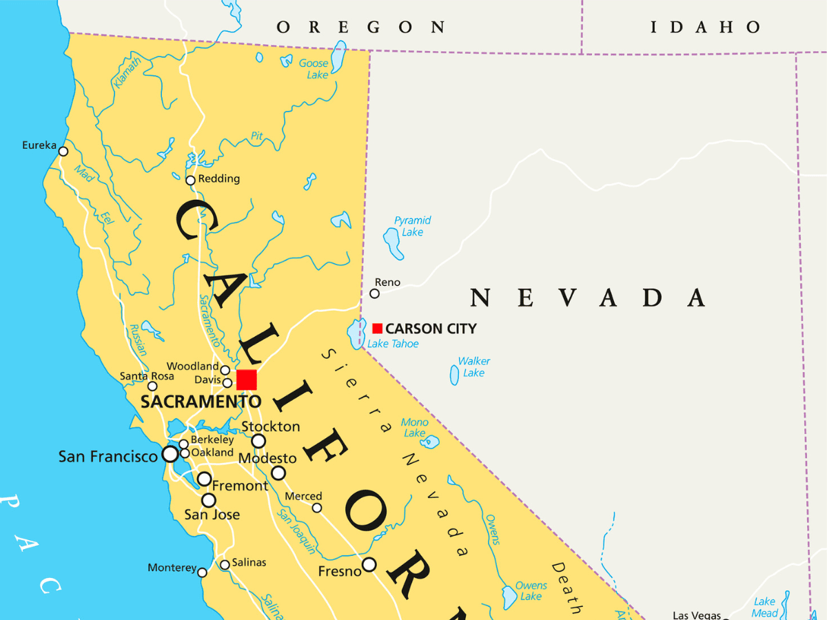 California Political Map With Klamath Mountains - California View