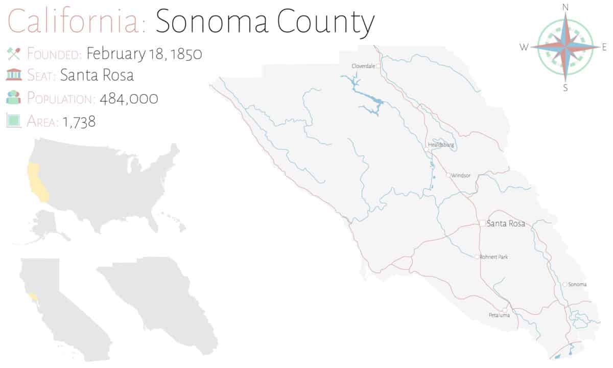 Large And Detailed Map Of Sonoma County In California Usa. - California View