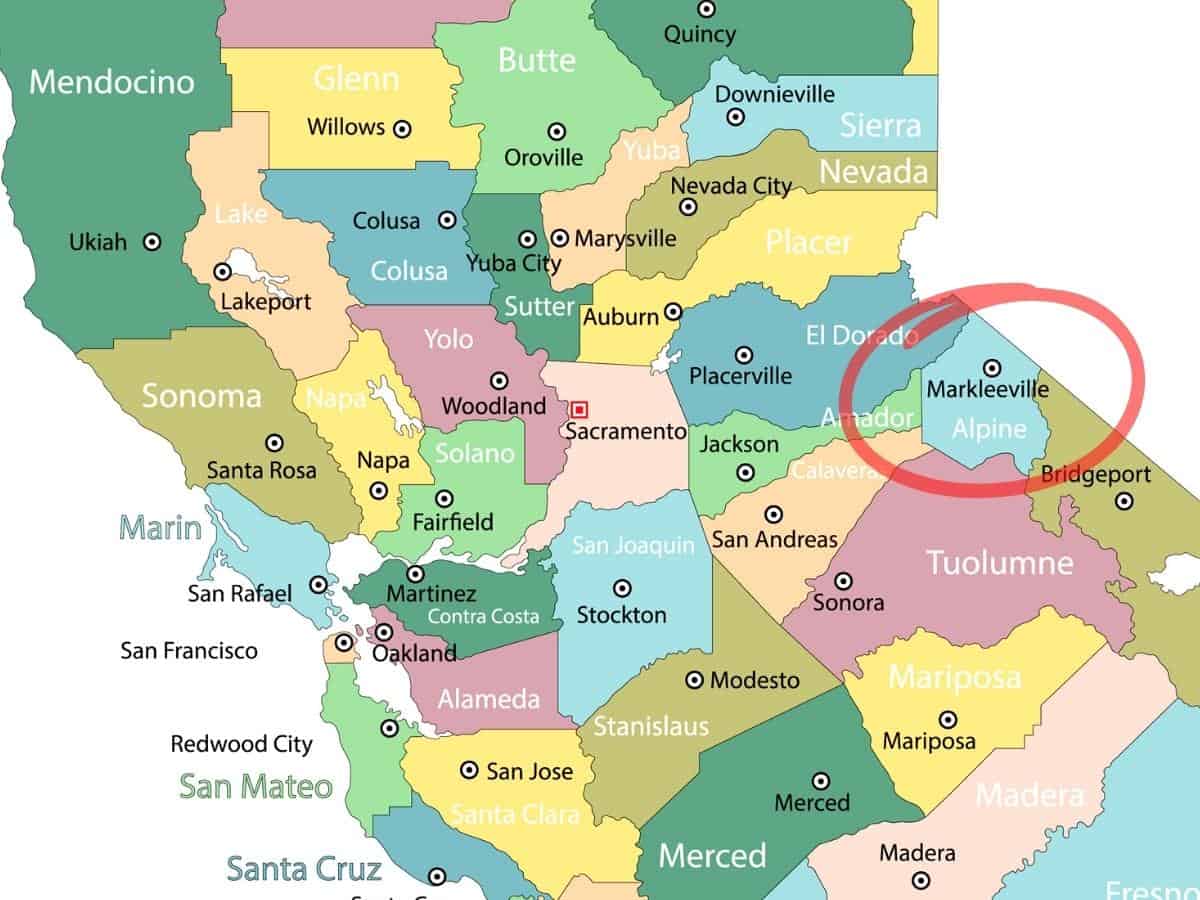 Alpine County California Counties Map - California View