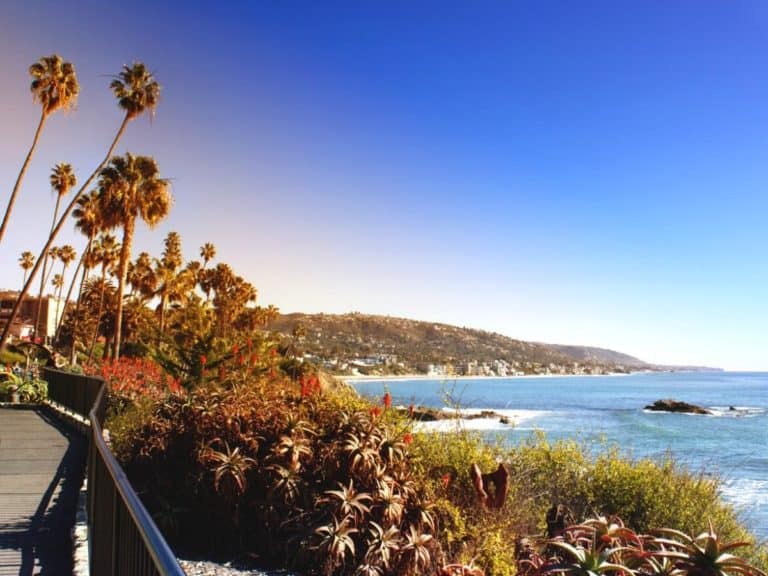 Beach Laguna Beach California USA. Waves in the Pacific Ocean at Victoria Beach in Laguna Beach California. - California Places, Travel, and News.