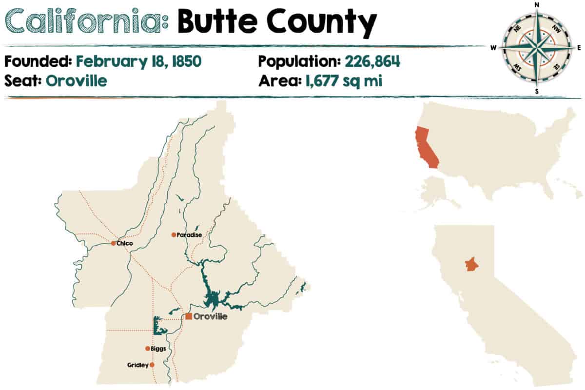 California Butte County Map - California View