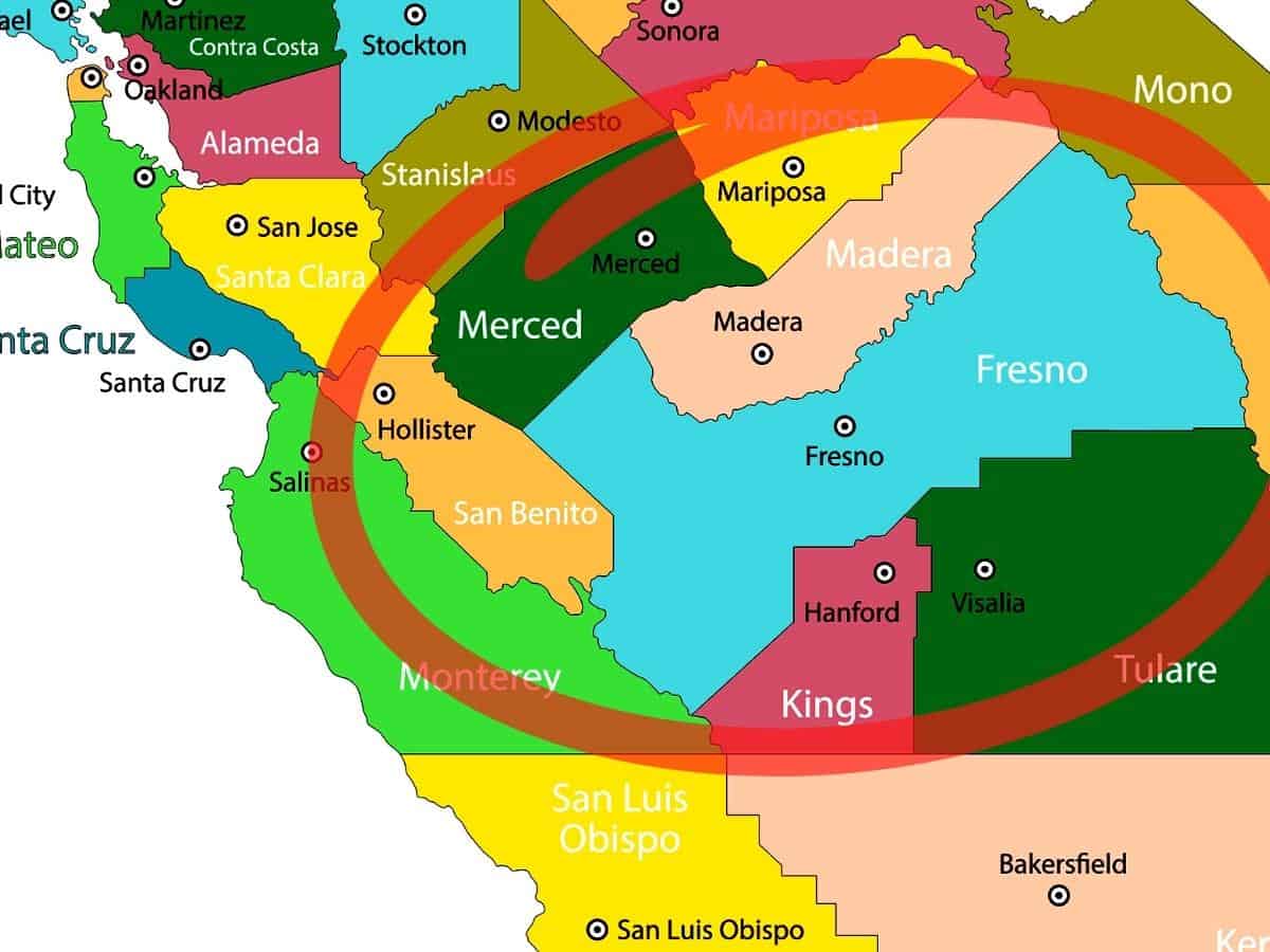 Fresno County California Counties Map. - California View
