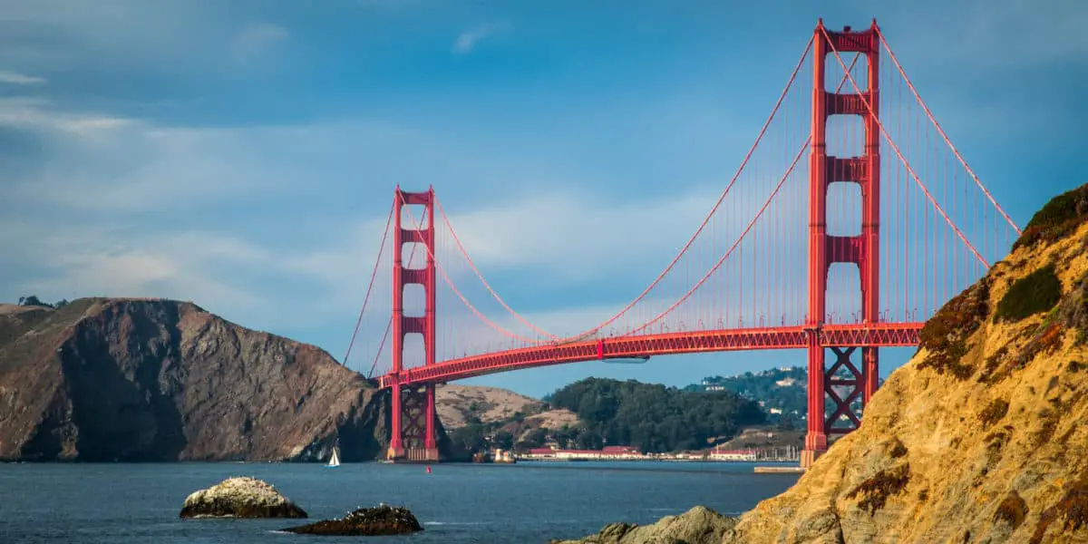 Golden Gate Bridge over a bay San Francisco Bay San Francisco California USA. - California Places, Travel, and News.