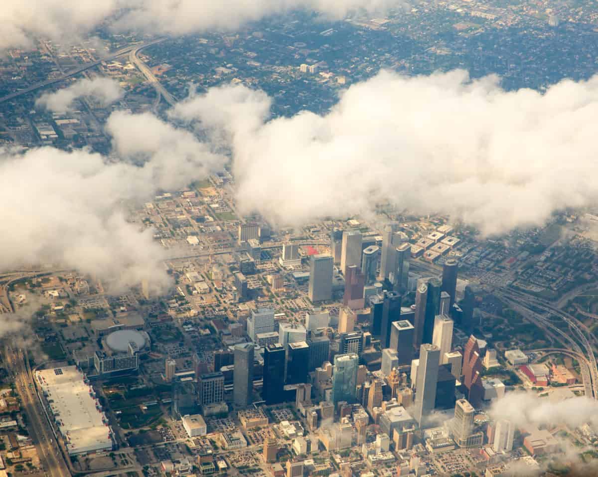 Houston Texas Cityscape View From An Aerial View Airplane. - California View