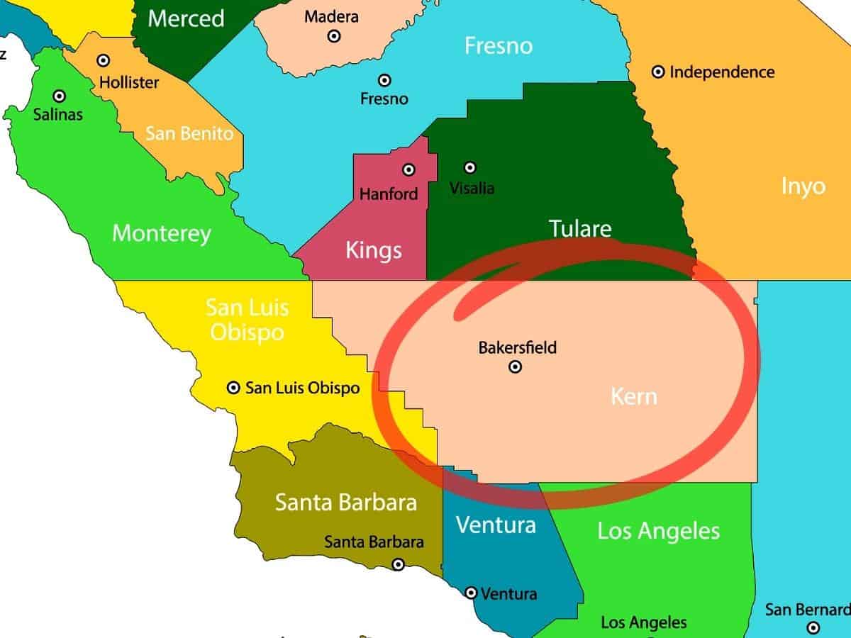 Kern County California Counties Map - California View