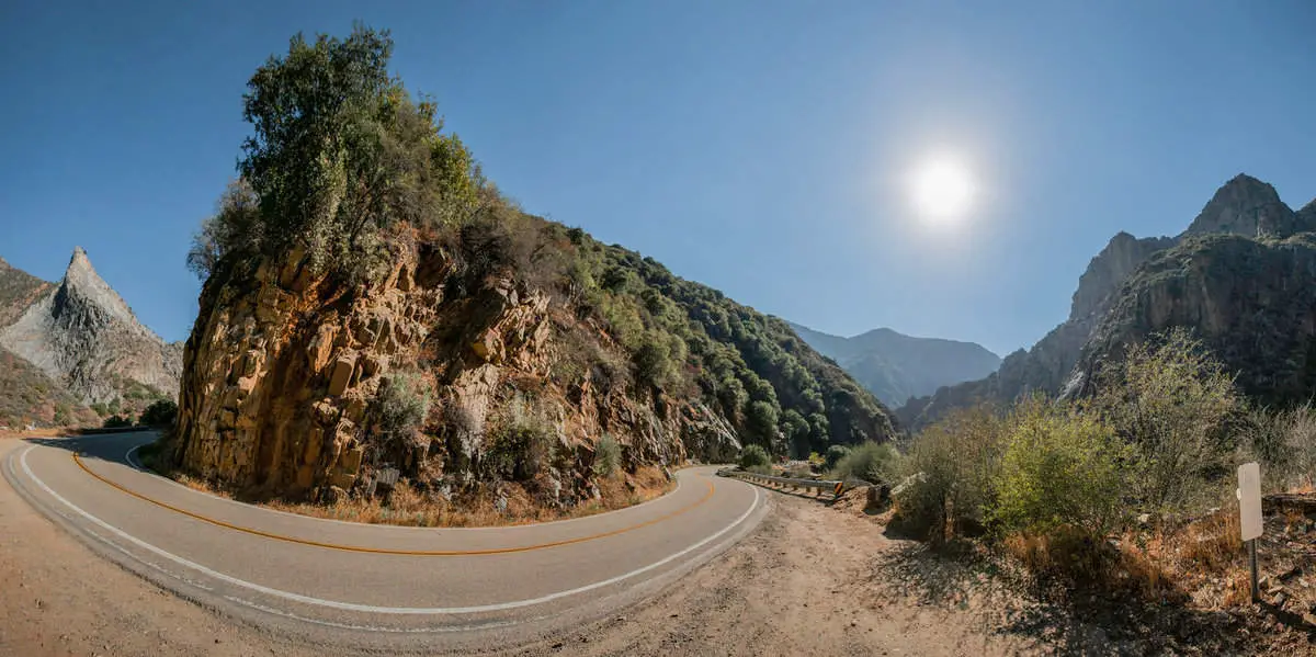 Kings Canyon National Park Panorama Tree With Mountain. 