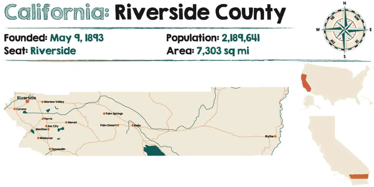 Large And Detailed Map Of California Riverside County. - California View