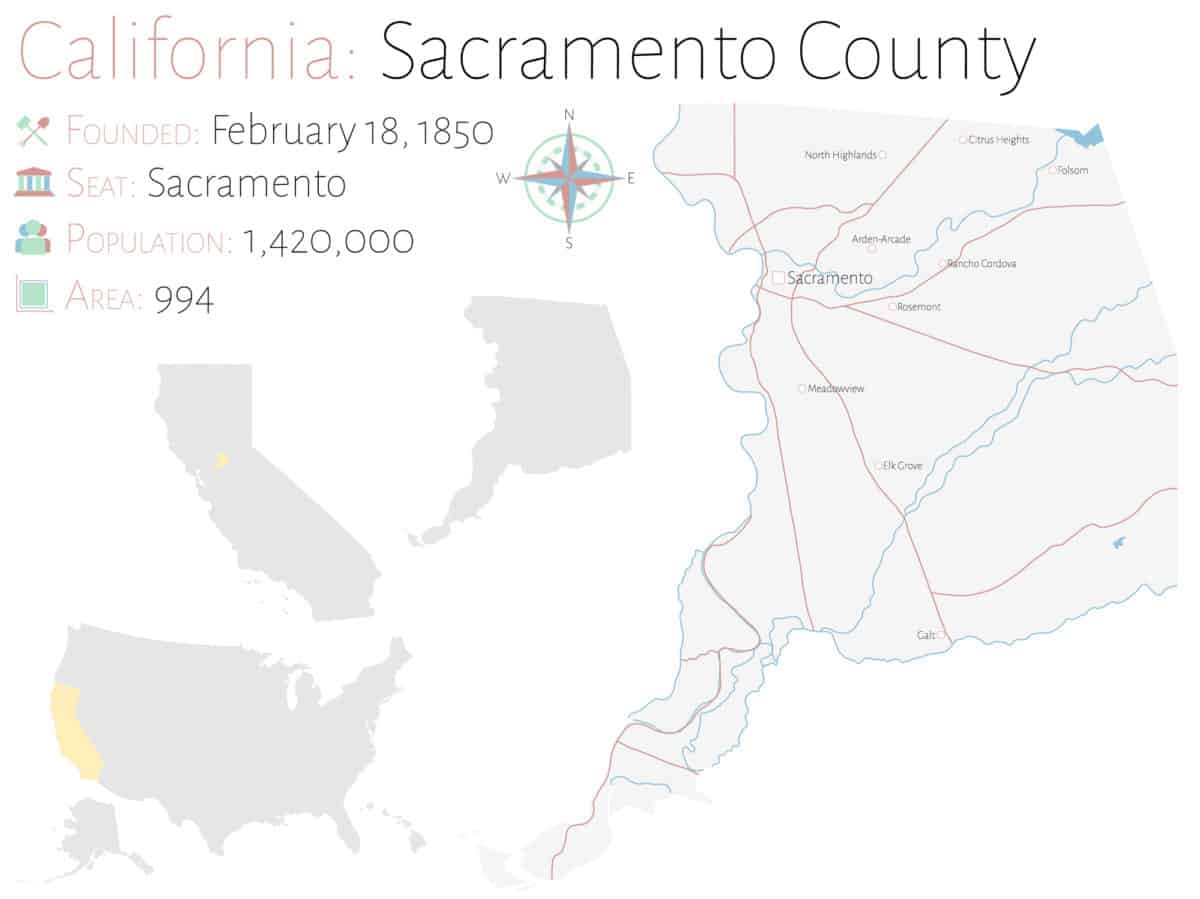 Large and detailed map of Sacramento county in California USa. - California Places, Travel, and News.