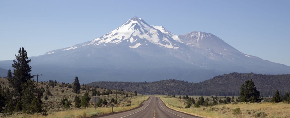 Road To The Wilderness Of Mount Shasta Highway 97 In Northern California Heading South - California View