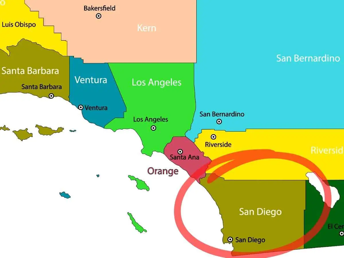 San Diego California Counties Map - California View