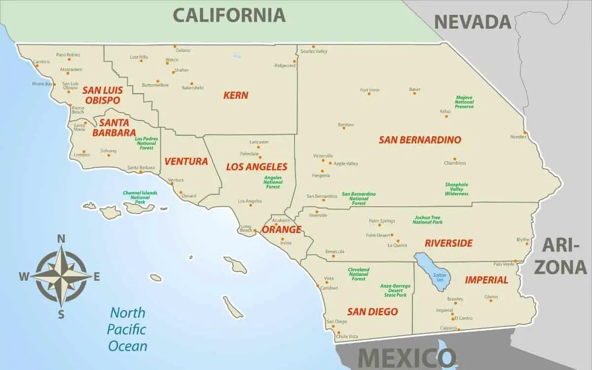 Southern California Map - California View
