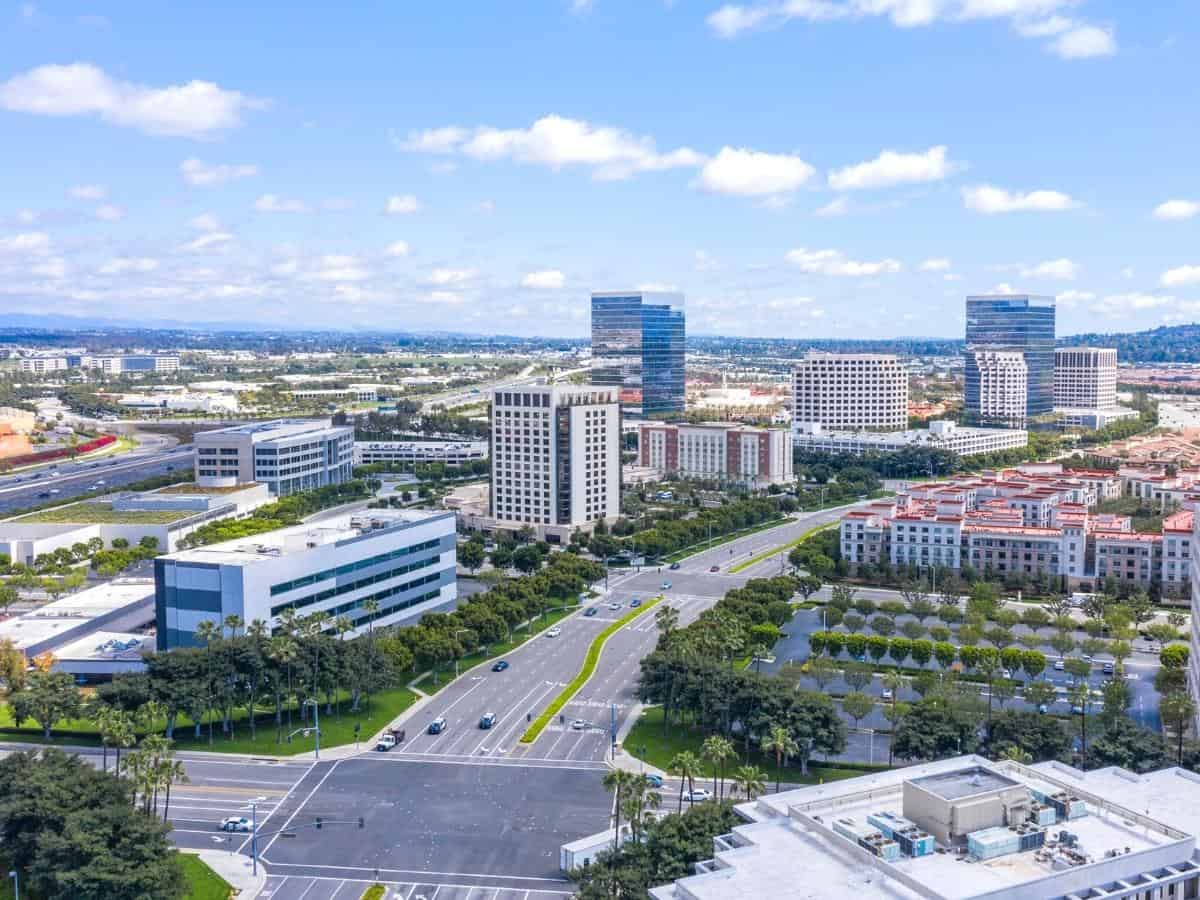 Irvine California city center from above. - California Places, Travel, and News.