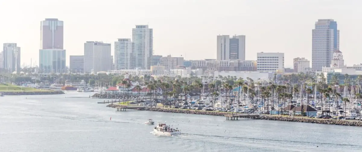 Long Beach California The Usa Port Skyline. - California View