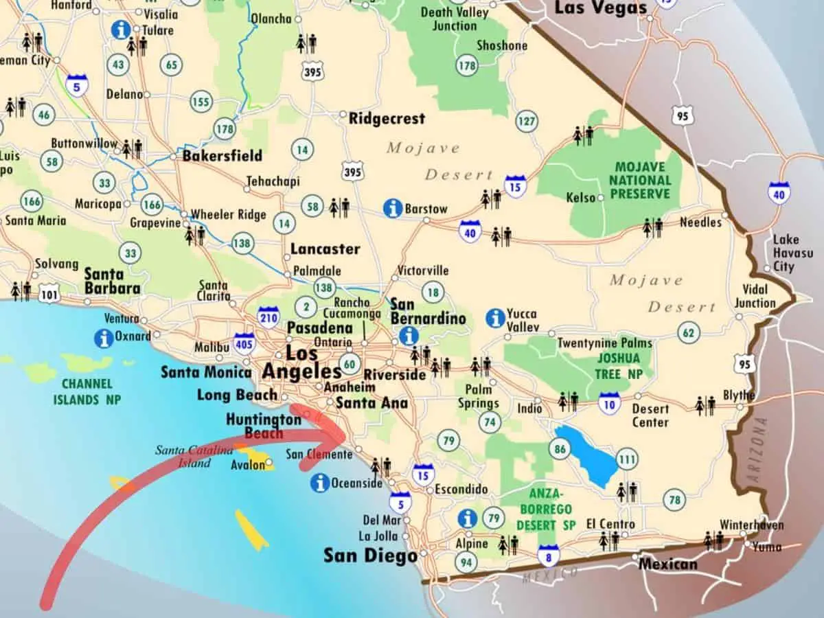 Map of Southern California with Aliso Viejo. - California Places, Travel, and News.