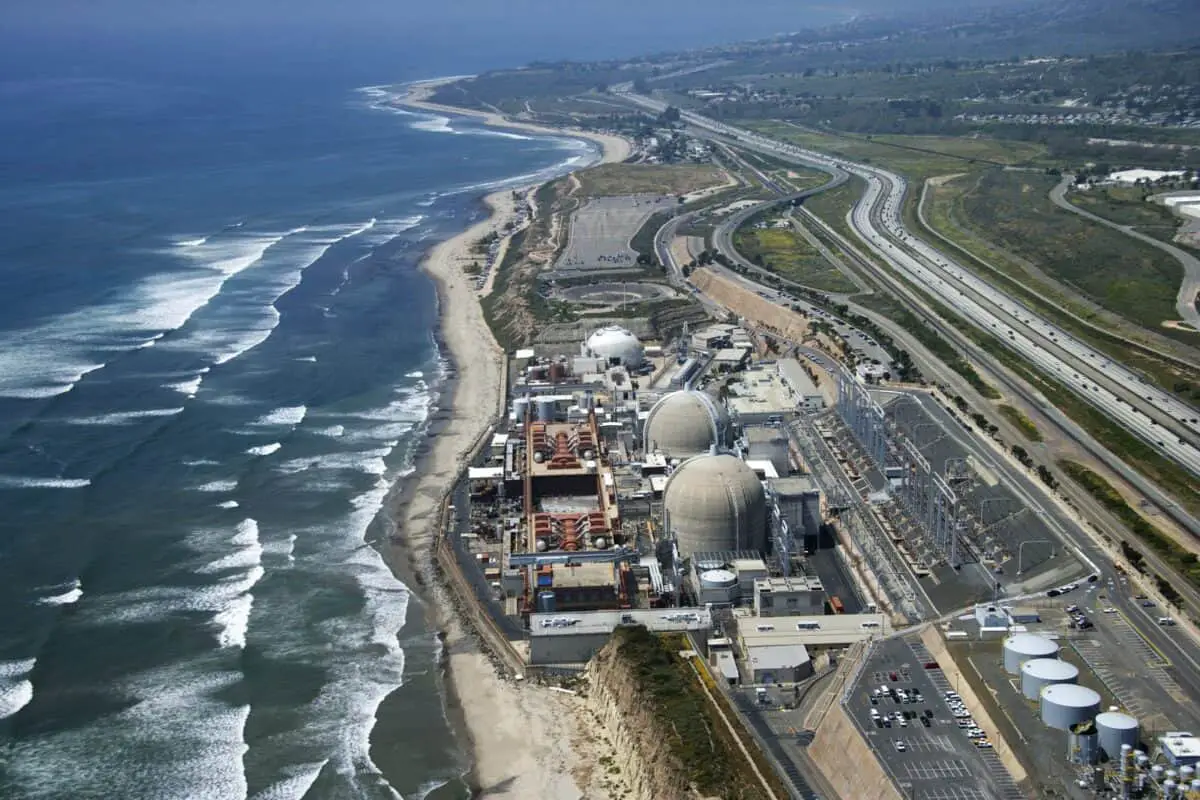 San Onofre State Beach Aerial of nuclear power plant on California coast. - California Places, Travel, and News.