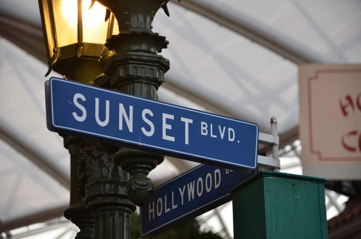 Sunset Blvd Street Sign In Blue Color. - California View