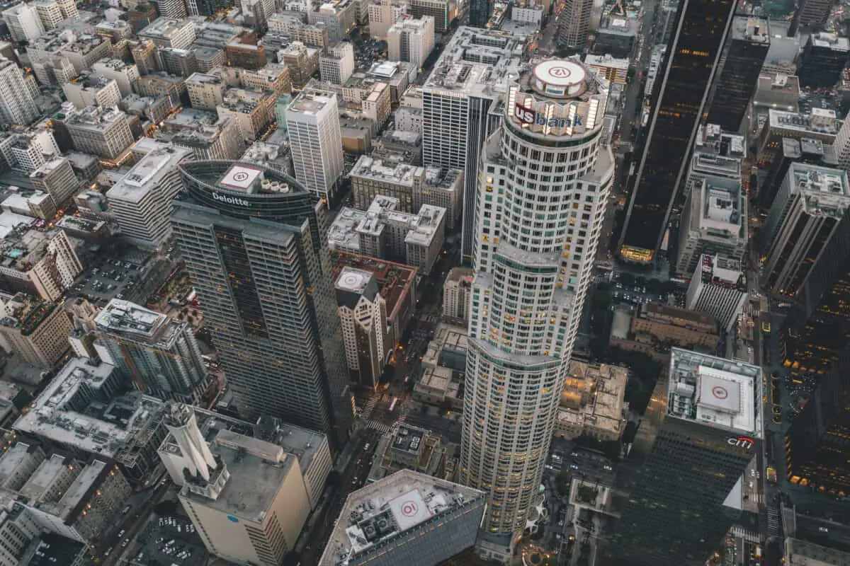 Circa November 2019 Spectacular Aerial Drone Shot Of Downtown Los Angeles California Hq. - California View