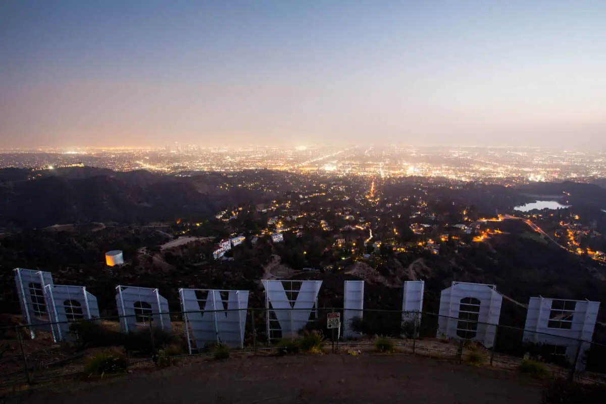 Hollywood Sign At Night - California View