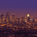 Los Angeles Urban City At Sunset - California View