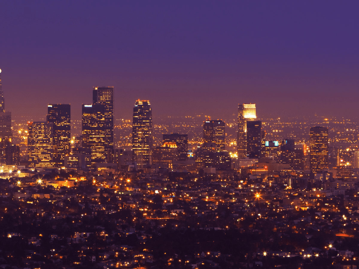 Los Angeles Urban City At Sunset - California View