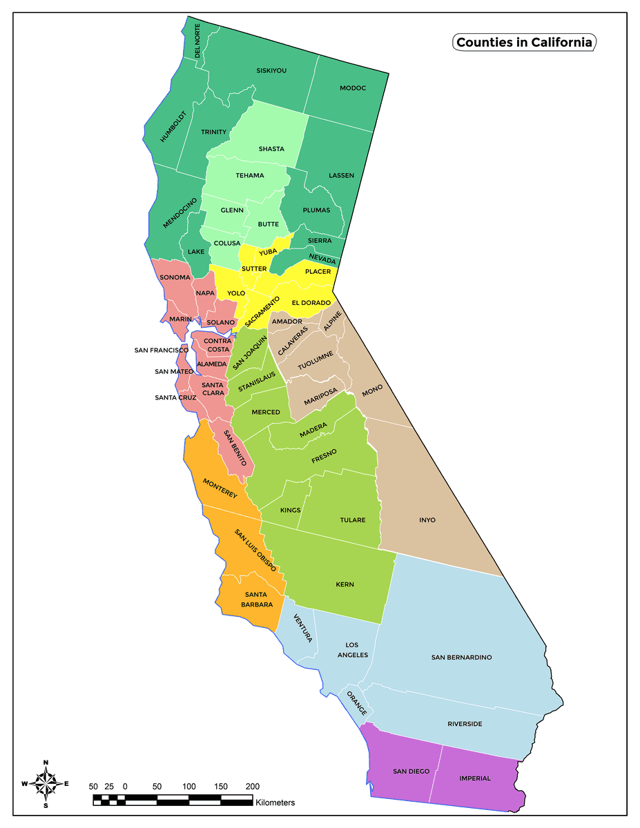 California Counties Map 