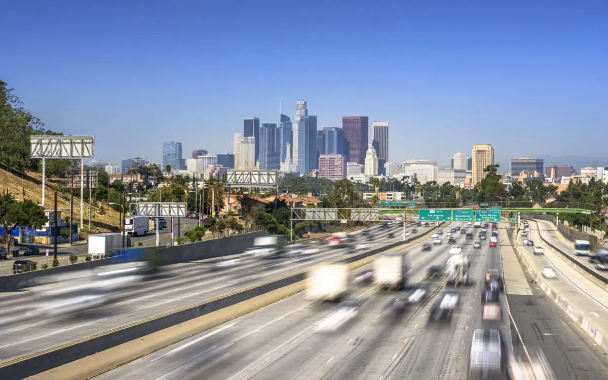 Los Angeles City Freeway Traffic At Sunny Day - California Places, Travel, and News.