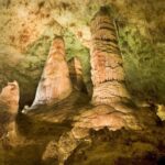 Stalagmites and stalactite in Carlsbad Caverns. - California Places, Travel, and News.
