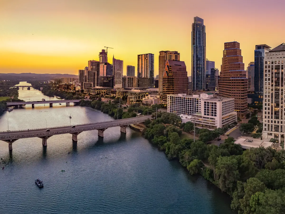 Austin skyline during sunset - California Places, Travel, and News.