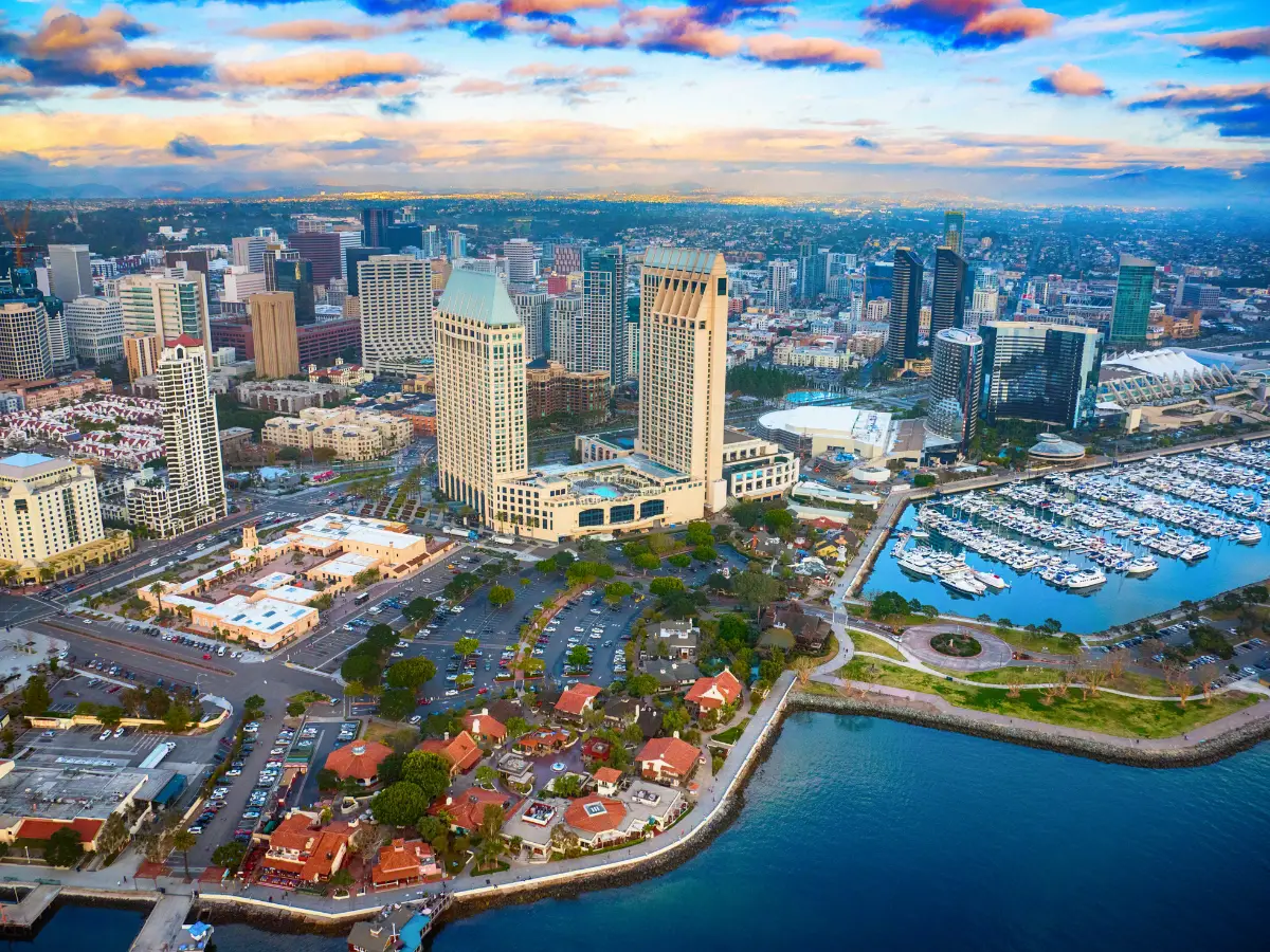 Downtown San Diego California Aerial - California Places, Travel, and News.
