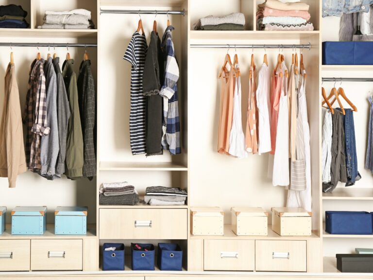 Large Wardrobe Closet with Different Clothes - California Places, Travel, and News.