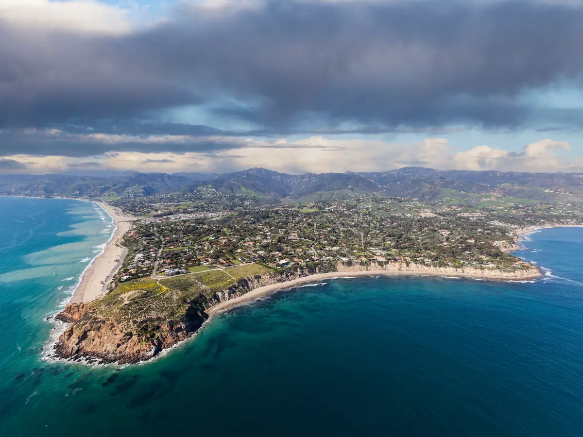 Malibu California Aerial Point Dume with Storm Sky - California Places, Travel, and News.